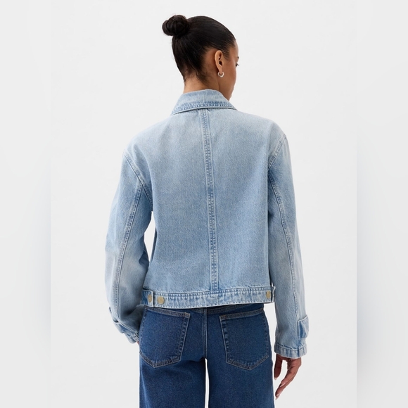 Gap Denim Utility Shirt Jacket Light Indigo - Picture 4 of 5